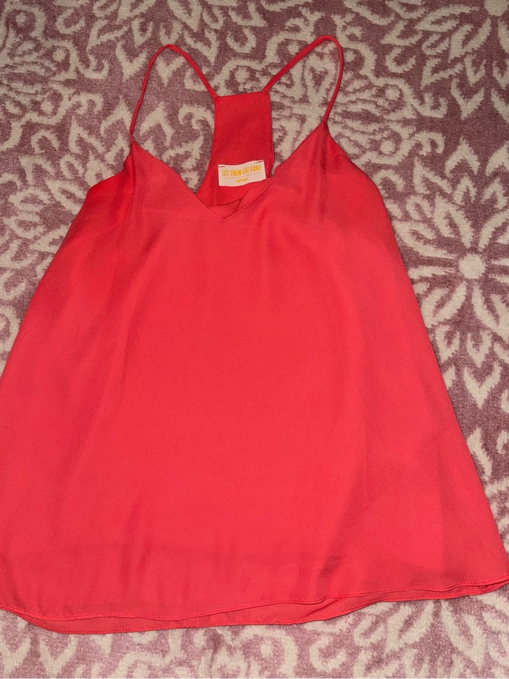 Let Them Eat Cake Coral Racerback Cami Tank Top Medium
